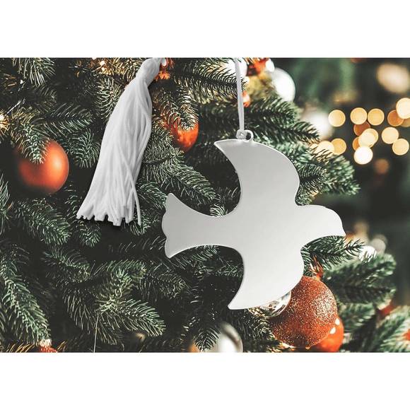 NEW CREATIVE GIFTS INTERNATIONAL dove shaped ornament in silver - Picture 2 of 4